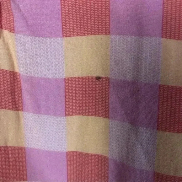 Free Assembly Pink & Orange Plaid Caftan Short Sleeve Mini Dress L - Picture 7 of 8